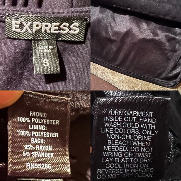 Express Little Black Cocktail Tank Dress Studded Ribbon Pleated Tuck Front SM - Picture 8 of 8